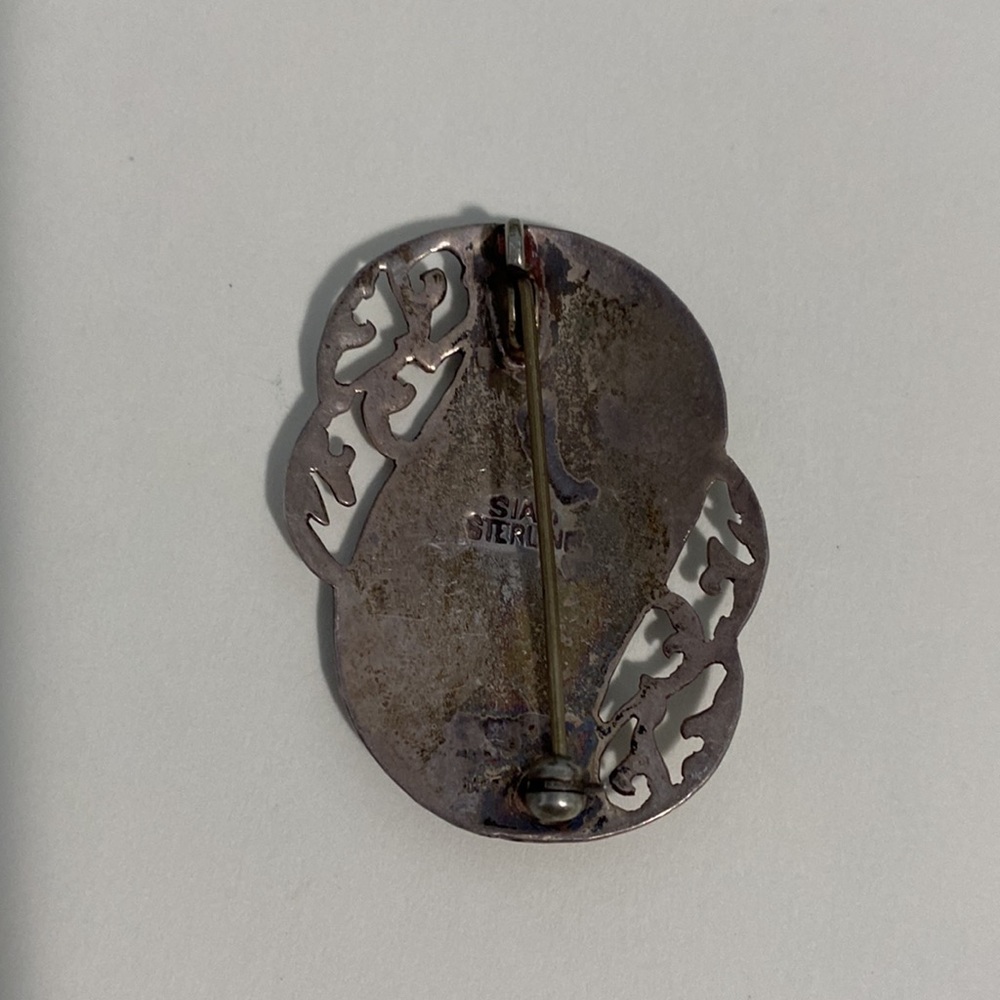 VTG Sterling Silver Niello Siam Pendant Brooch - Picture 5 of 8